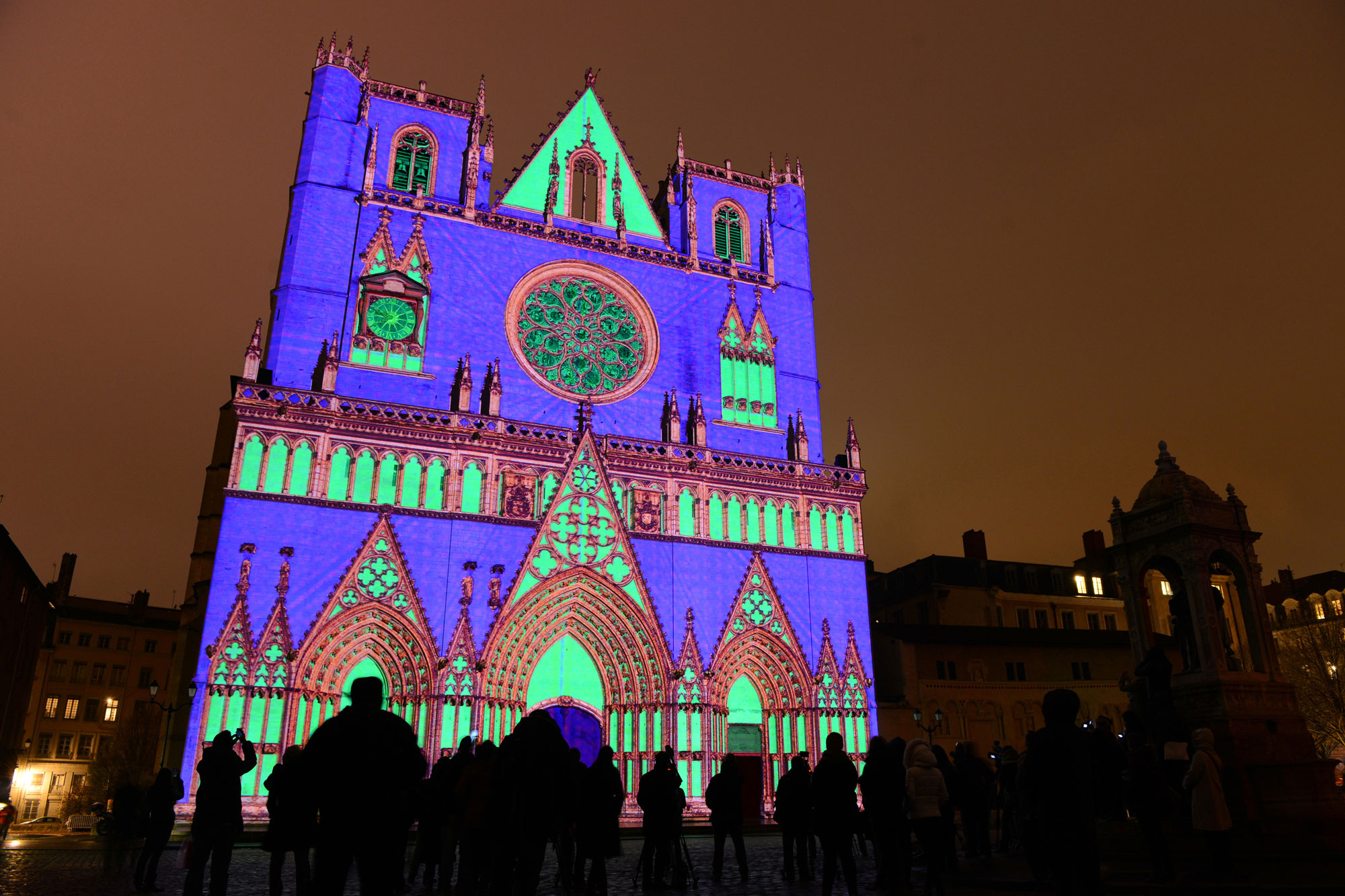 The Festival of Lights or Fete des Lumieres in Lyon in December