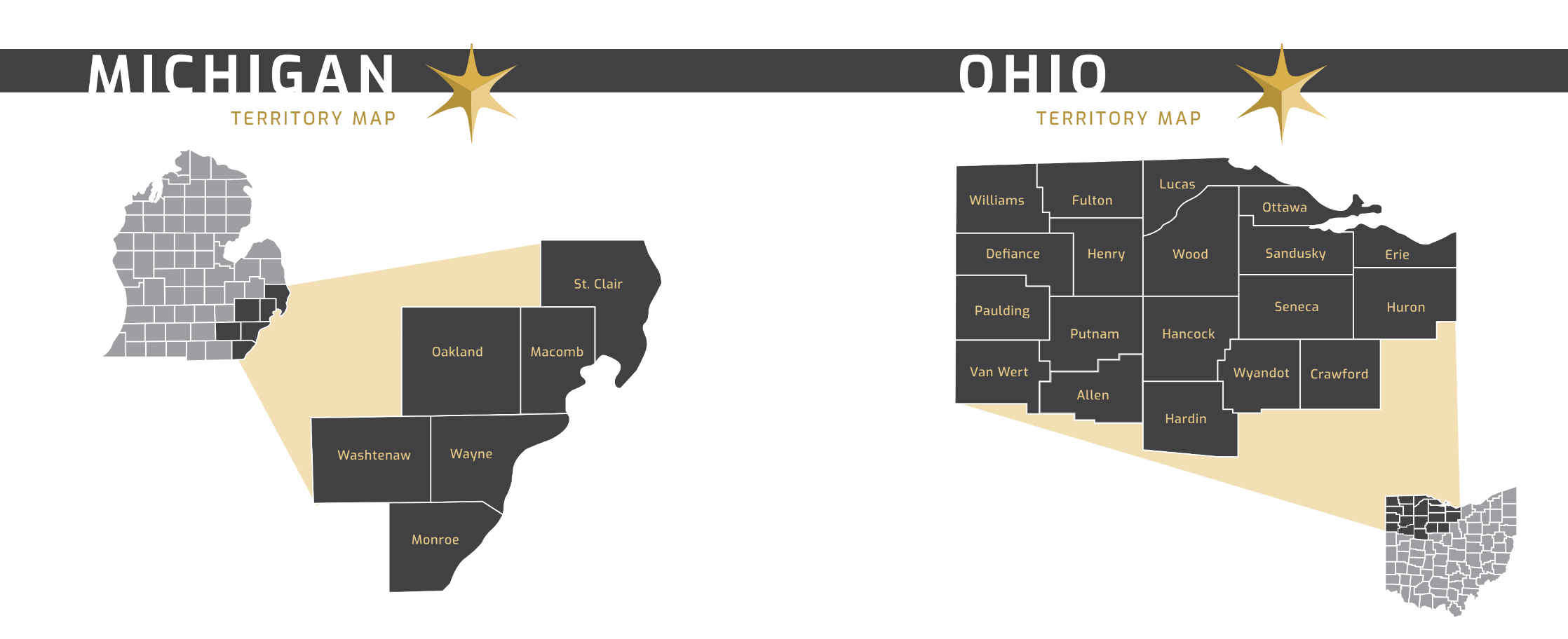 Clarus Territory map for Michigan and Ohio