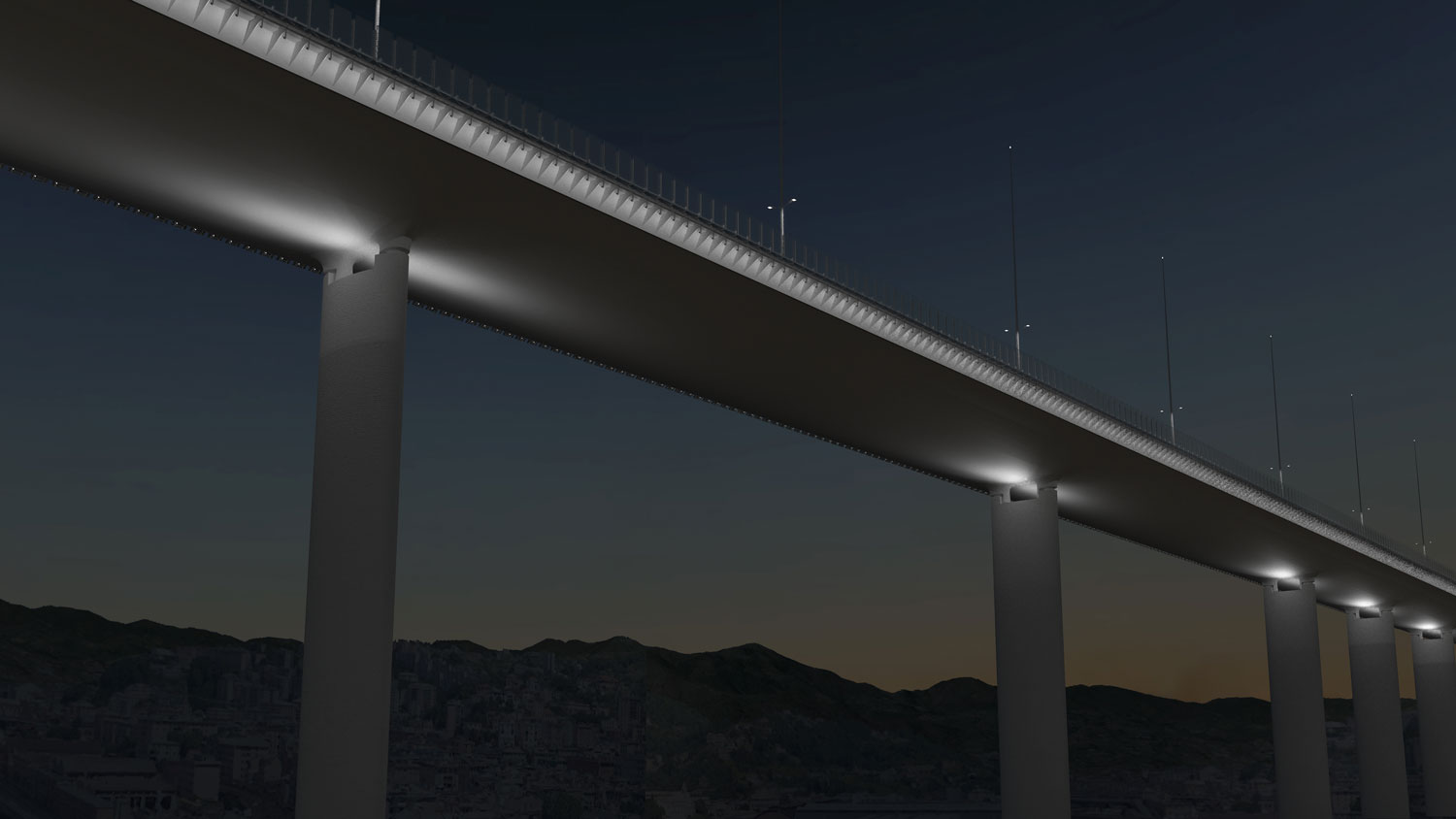 iGuzzini illumina il Ponte Genova San Giorgio, progettato da Renzo Piano